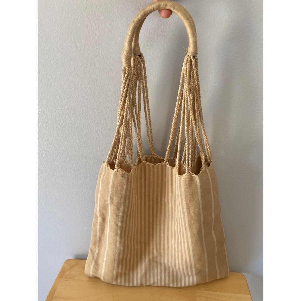 Unbranded Striped Tote Canvas Shoulder Bag